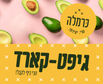 גיפט קארד כרמלה. מחיר החל מ 200 שח. צילום הדמיית מחשב.