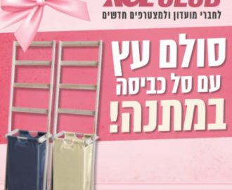 סולם עץ וסל כביסה מתנה