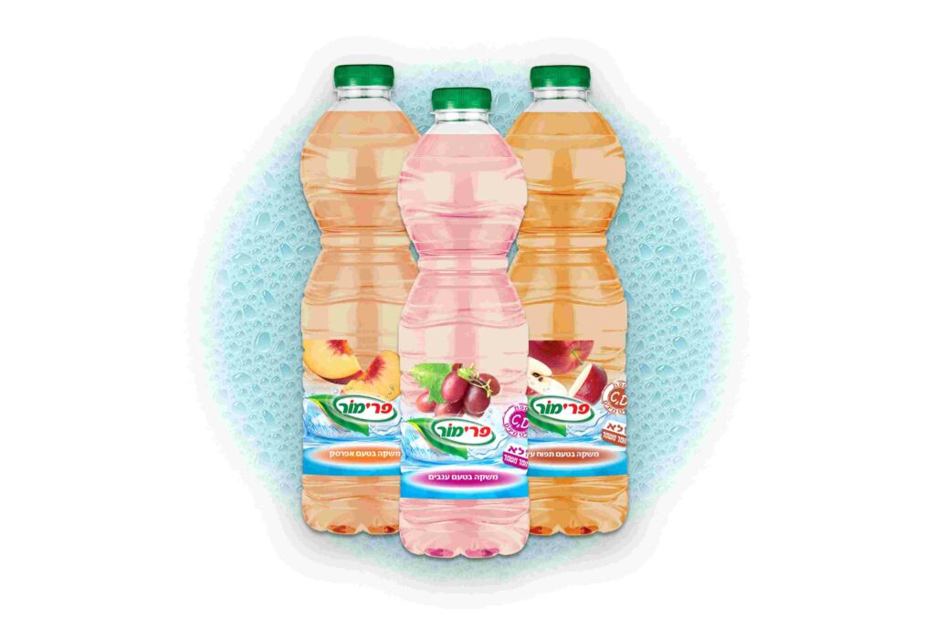 סדרת משקאות צלולים בטעמי פירות של פרימור הדמיה רוני ברוקס